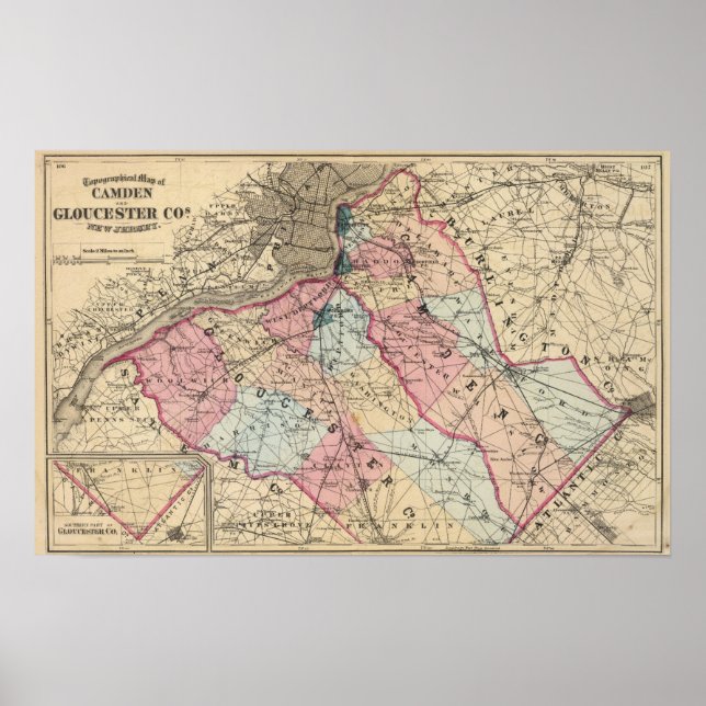 Póster Camden, condados de Gloucester, NJ (Frente)