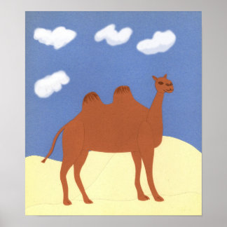 Póster Camel Whimsical on Desert Dunes