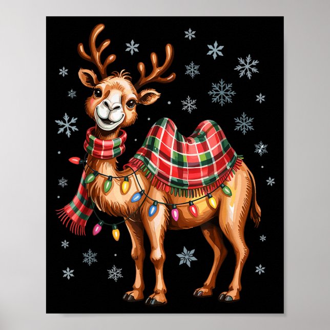 Poster Camelo Engraçado Natal Adorável Amantes de Animais (Frente)