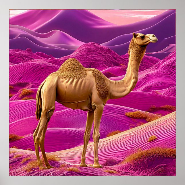 Poster Camelo no deserto rosa (Frente)