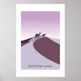 Poster Camelos Serenos Modernos Caminhando Arte Roxa do D