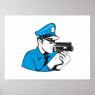Poster Câmera da velocidade do agente da polícia do