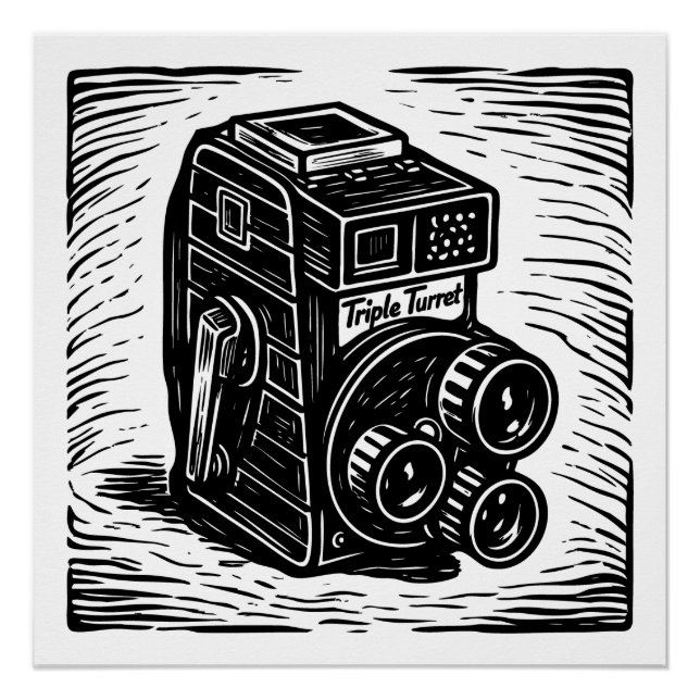 Póster câmera de cinema vintage (Frente)