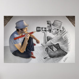 Póster Câmera De Lápis Vs - Espelho 3D