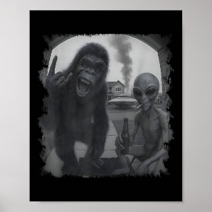 Poster Câmera de Porta Engraçada Homens Mulheres Sasquatc