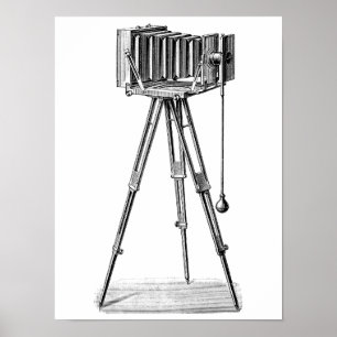 Póster Câmera do vintage - preto antigo da fotografia da