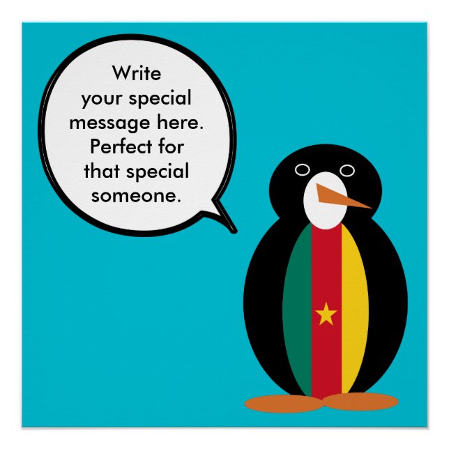 Póster Cameroon Ms Penguin Personalizada Conversando  (Frente)