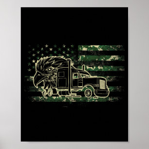 Poster Camião patriota camuflagem bandeira americana semi