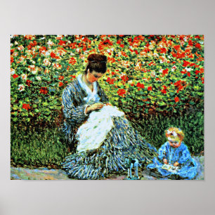 Poster Camille Monet and Child in the Artist's Garden
