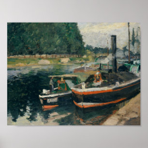Póster Camille Pissarro - barcas em Pontoise