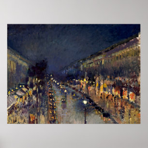 Poster Camille Pissarro Boulevard Montmartre à noite