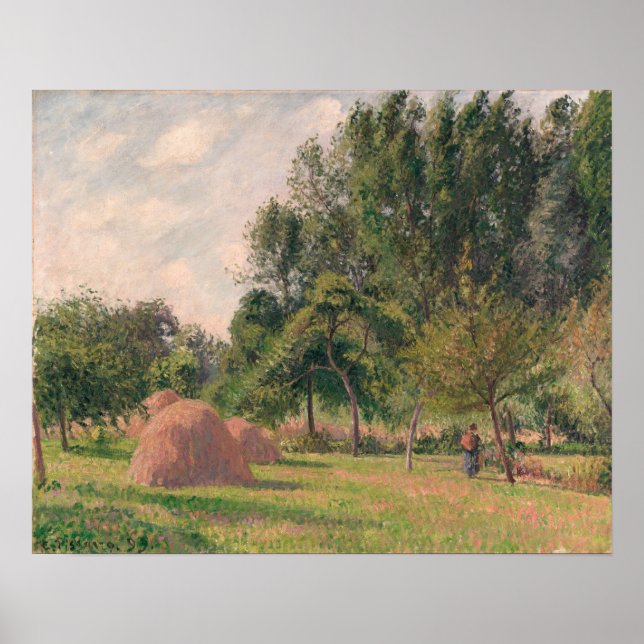 Póster Camille Pissarro | Haystacks, Manhã, Eragny (Frente)