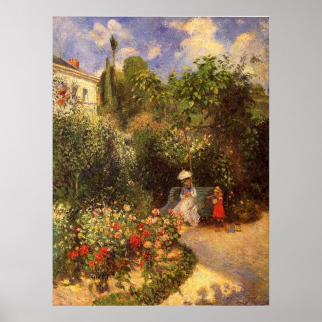Póster Camille Pissarro - Jardim 1877, árvore de sombra c (Frente)