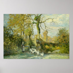 Póster Camille Pissarro - menina do ganso em Montfoucault