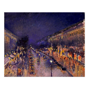 Póster Camille Pissarro O Boulevard Montmartre À Noite