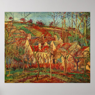 Póster Camille Pissarro - o vermelho telha a casa das