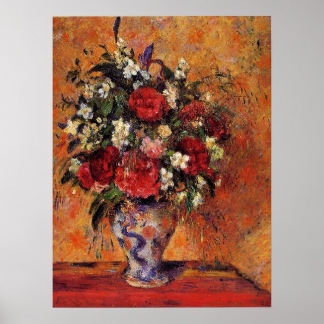 Poster Camille Pissarro - Vase of Flowers (Frente)