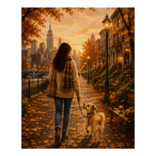 Póster Caminhada Aconchegante de Outono com Meu Melhor Am
