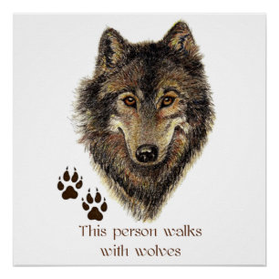 Póster Caminhada com Lobos Citar Logotipo de Cabeça de Lo