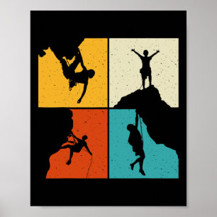 Poster Caminhada de Climber de Montanha Retro de Escalada