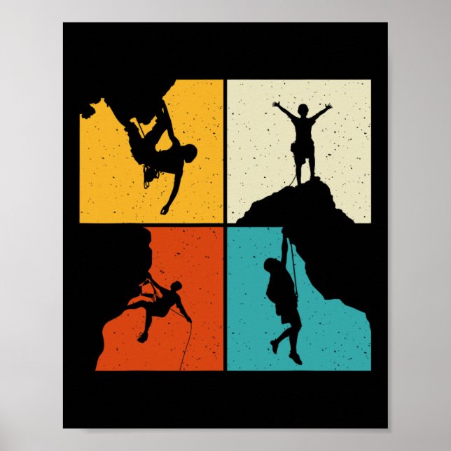 Poster Caminhada de Climber de Montanha Retro de Escalada (Frente)