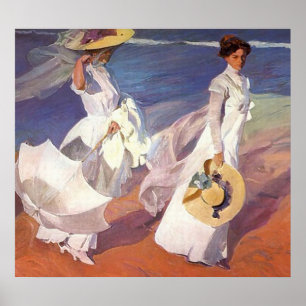 Póster Caminhada de Joaquín Sorolla y Bastida na praia