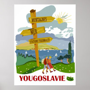 Poster Caminhando em Jugoslávia, viagens vintage