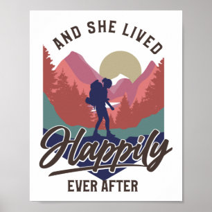 Poster Caminhando Montanha E Ela Viveu Feliz Sempre Depoi
