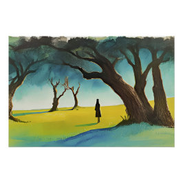 Póster Caminhando na floresta Poster brilhante