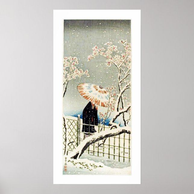 Póster Caminhando na neve Ukiyo-e (Frente)