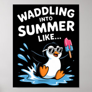 Poster Caminhando para o verão como um pinguim fofo