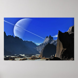 Poster Caminhando pela Cratera Herschel da Lua de Saturno