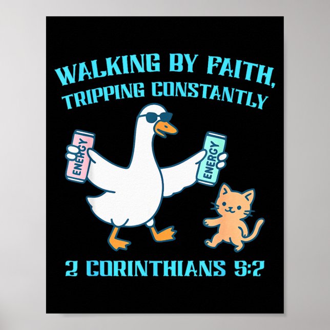 Poster Caminhando Pela Fé Tropeçando Constantemente 2 Cor (Frente)
