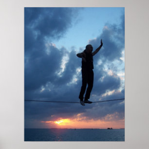 Póster Caminhante do Tightrope de Key West no por do sol