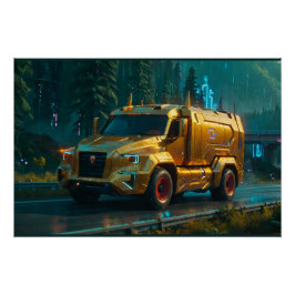 Póster Caminhão cibernético futurístico de 2076