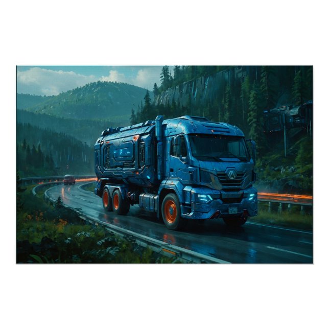 Póster Caminhão cibernético futurístico de 2077 (Frente)