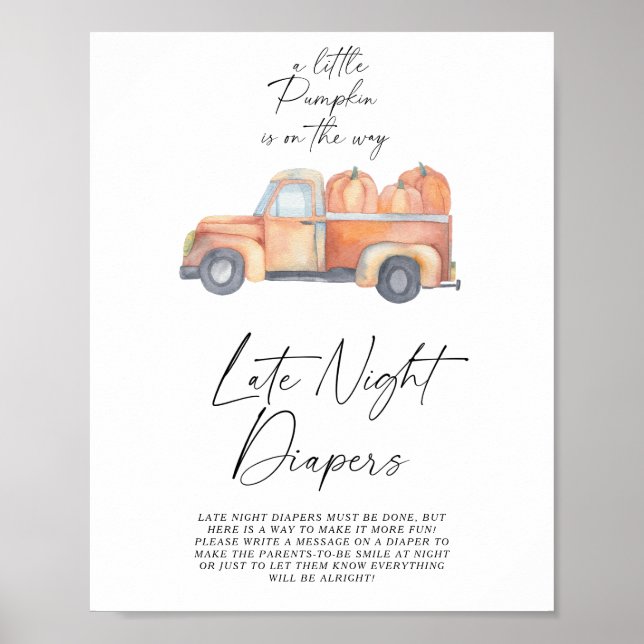 Poster Caminhão de abóbora outono Fraldas de madrugada jo (Frente)