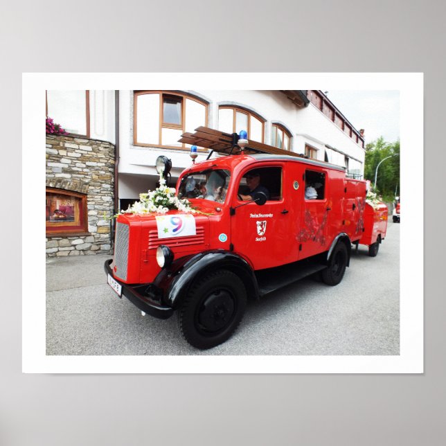 Poster Caminhão de bombeiros antigo (Frente)