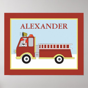 Póster Caminhão de Bombeiros Sala de Arte dos Meninos Imp