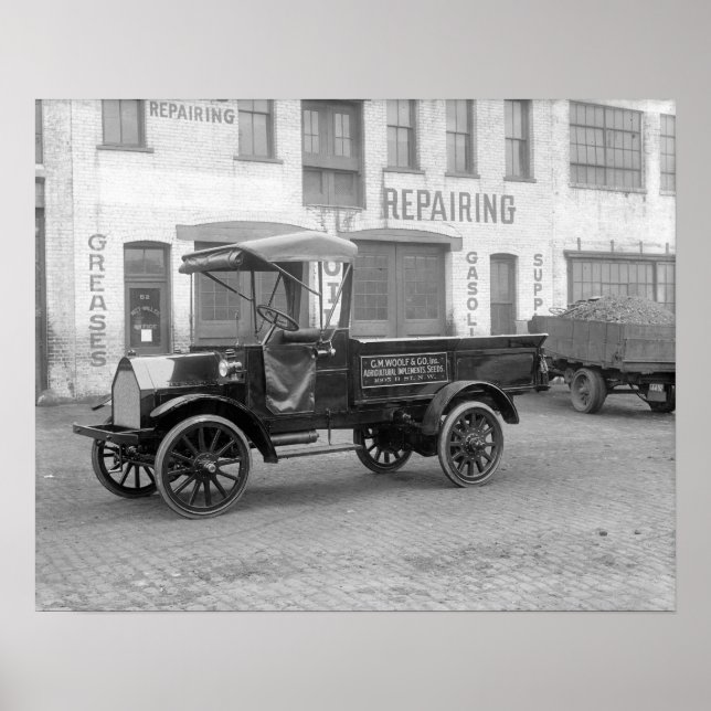 Póster Caminhão de Entrega de Autopeças, 1915. Foto Antig (Frente)