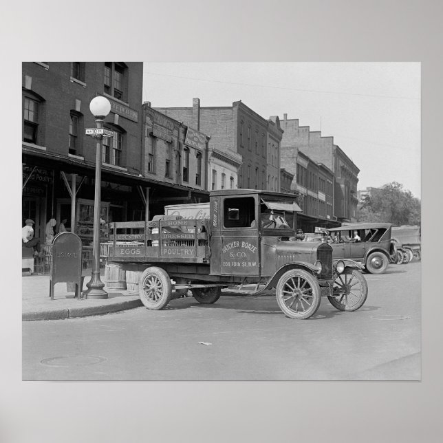 Póster Caminhão de entrega de aves, 1926. Foto antiga (Frente)