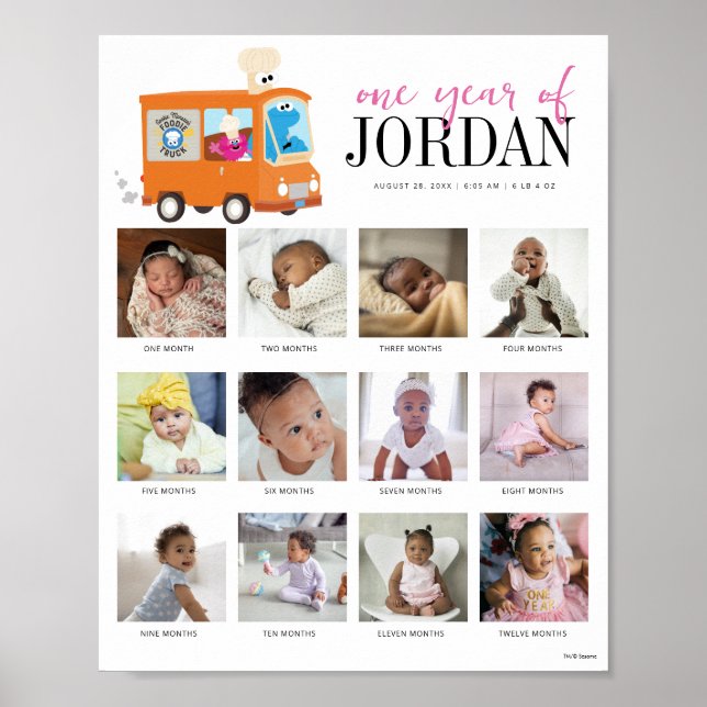 Poster Caminhão de Foodie Sésame Street Um Ano de 12 Mese (Frente)