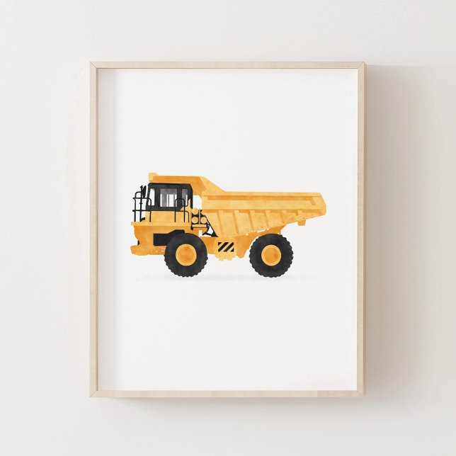 Poster Caminhão de lixo amarelo, decoração de veículo de  (Criador carregado)