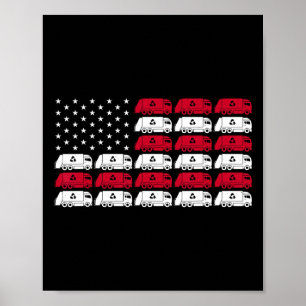 Poster Caminhão de Lixo Eua Bandeira Americana Homens Pat
