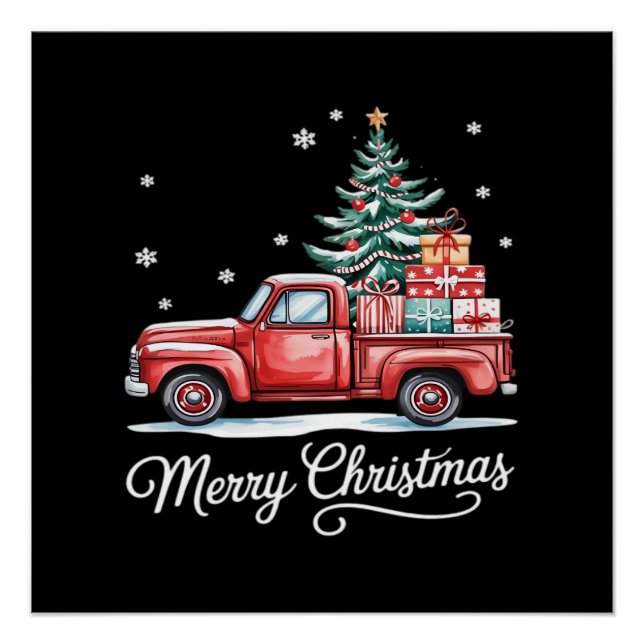 Póster Caminhão de Natal Alegre Árvore Engraçada Essencia (Frente)
