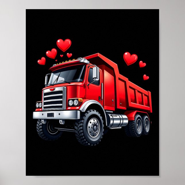 Poster Caminhão do Dia dos Namorados, Lixeira Com Coraçõe (Frente)