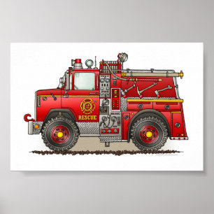 Poster Caminhão do salvamento do Pumper do fogo