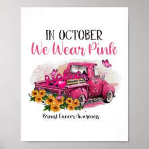 Poster Caminhão Em Outubro Vestimos O Cancer Rosa Awaren