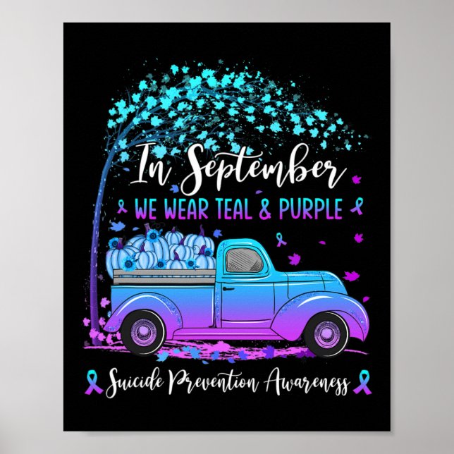 Poster Caminhão Em Setembro Vestimos Suicídio Teal E Roxo (Frente)