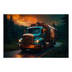 Póster Caminhão-Fogo Steampunk